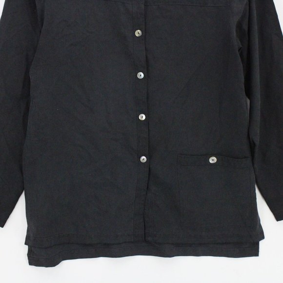 Vintage Silk Land Blouse Top Womens Black Button Front Long Sleeve Size Small S - Picture 4 of 9